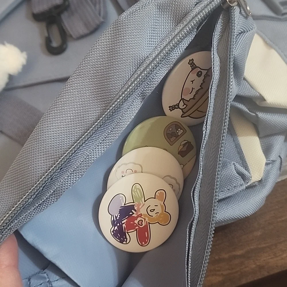 FIRM PRICE NWT Aesthetic Kawaii Blue 5-Pc Backpack Set with Pins & Bear Charm